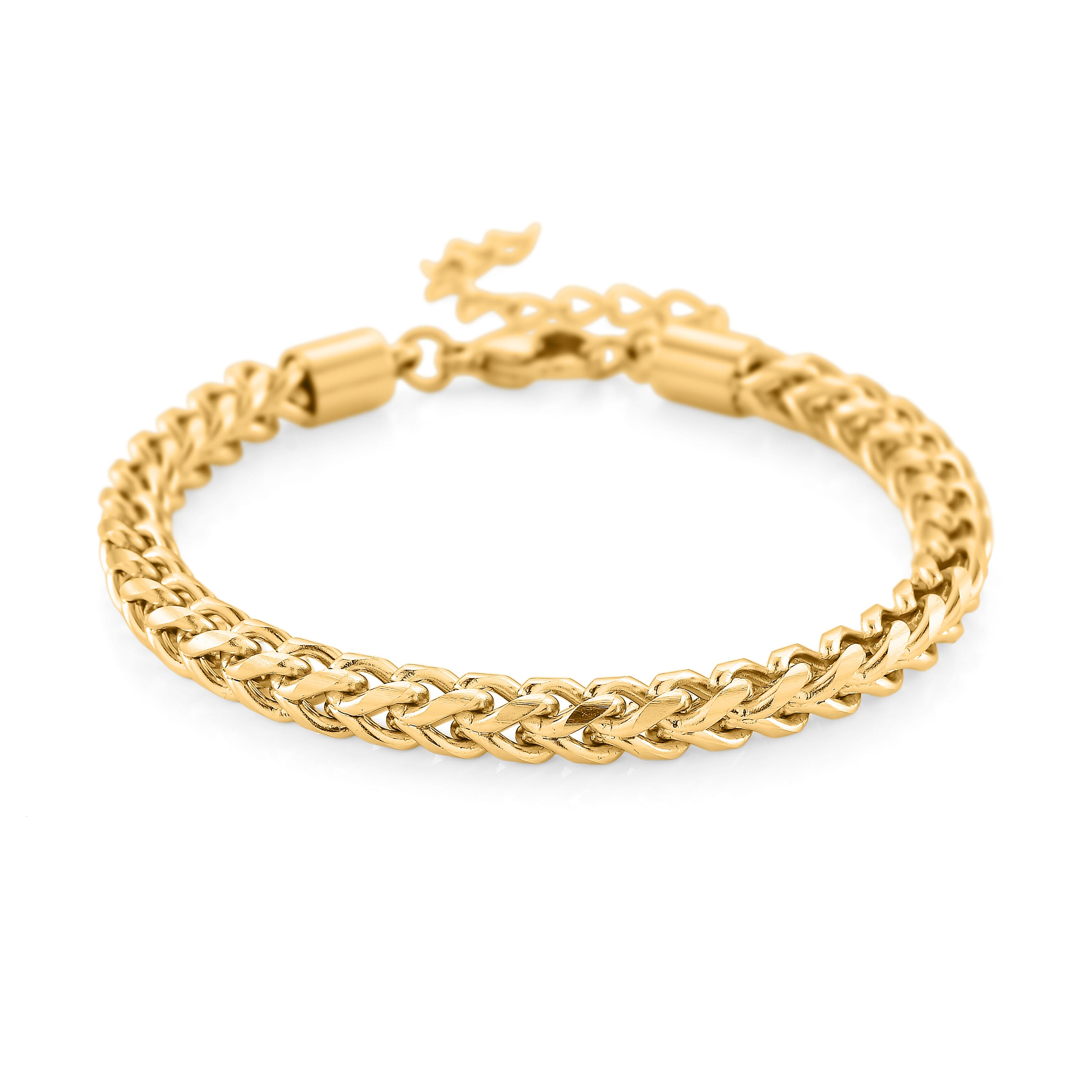 Criss Cross Chain Bracelet in ION Plated YG Stainless Steel (7-9In)