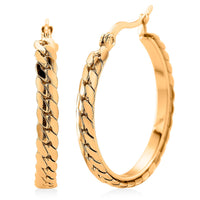 Criss Cross Hoop Earrings in ION Plated YG Stainless Steel