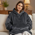 Tamsy Blue Warm and Coxy Flannel Hoodie Blanket - One Size Fits Most - Sticky add to cart bar