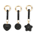 Livmore Black Glass and Crystal 3-piece Set Heart, Star and Ball Keychain in Goldtone - Sticky add to cart bar