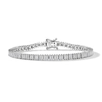 Luxuriant Lab Grown Diamond G-H SI 4.25 ctw Radiance Tennis Bracelet in Rhodium Over Sterling Silver (7.25 In)