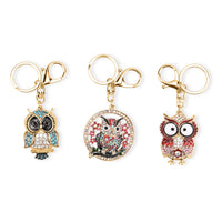 Livmore Multi Color Glass and Crystal Set of 3 Elephant Keychain in Goldtone
