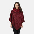 TAMSY Wine Jacquard Poncho with Fur Collar – One Size Fits Most - Sticky add to cart bar