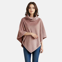 Tamsy Blush Fur Collar Shawl with Hoodie - One Size Fits Most