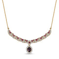 D'Joy Royal Lavender Spinel and Multi Gemstone 3.25 ctw Cascading Crown Necklace in 18K Vermeil Yellow Gold Over Sterling Silver 18 Inches - Sticky add to cart bar