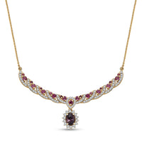 D'Joy Royal Lavender Spinel and Multi Gemstone 3.25 ctw Cascading Crown Necklace in 18K Vermeil Yellow Gold Over Sterling Silver 18 Inches