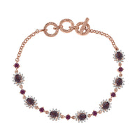 D'Joy Royal Lavender Spinel and Multi Gemstone 5.10 ctw Toggle Grace Bracelet in 18K Vermeil Rose Gold Over Sterling Silver (6.50-8.0In)
