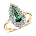 Certified & Appraised AAA Santa Rosa Tourmaline and Luxuriant Lab Grown Diamond G-H SI 1.51 ctw Ring in 10K Yellow Gold (Size 9.0) - Sticky add to cart bar