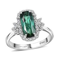 Certified & Appraised Rhapsody 950 Platinum AAAA Santa Rosa Tourmaline, Diamond (E-F, VS) (0.26 cts) Ring (Size 10.0) (5.71 g) 2.62 ctw
