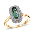 Certified & Appraised AAA Santa Rosa Tourmaline and Luxuriant Lab Grown Diamond G-H SI 1.58 ctw Ring in 10K Yellow Gold - Sticky add to cart bar