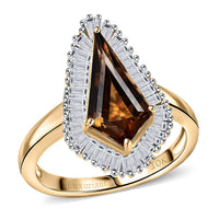 AAA Golden Turkizite and Luxuriant Lab Grown Diamond VS 2.65 ctw Ring in 10K Yellow Gold