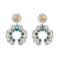 Artisan Crafted D'Joy Sleeping Beauty Turquoise 3.65 ctw Earrings in 18K YG and Rhodium Over Sterling Silver