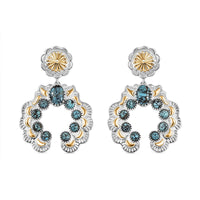 Artisan Crafted D'Joy Sleeping Beauty Turquoise 3.65 ctw Earrings in 18K YG and Rhodium Over Sterling Silver