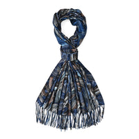 Tamsy Blue Digital Gilded Auspicious Cloud Scarf
