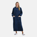 Tamsy Navy Long Fleece Hoodie Sweater Blanket with 2 Front Pockets (49.21"x28.3") - Sticky add to cart bar