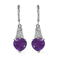 EverTrue African Amethyst Earrings in Stainless Steel 6.10 ctw