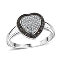 D'Joy White and Black Diamond 0.25 ctw Heart Ring in Rhodium Over Sterling Silver (Size 10.0) - Sticky add to cart bar