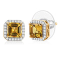 D'Joy Brazilian Heliodor and Moissanite 2.15 ctw Sun Halo Stud Earrings in 18K Vermeil Yellow Gold Over Sterling Silver - Sticky add to cart bar