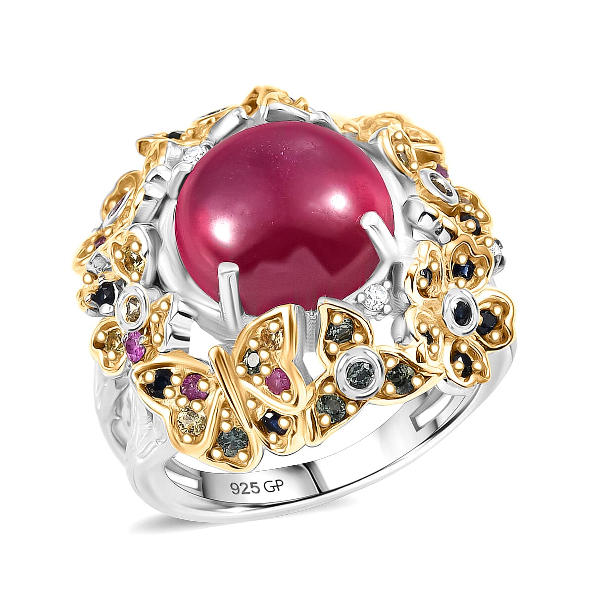 GP Multi Gemstone Ring in 18K Vermeil YG and Rhodium Over Sterling Silver (Size 10.0) 9.80 ctw