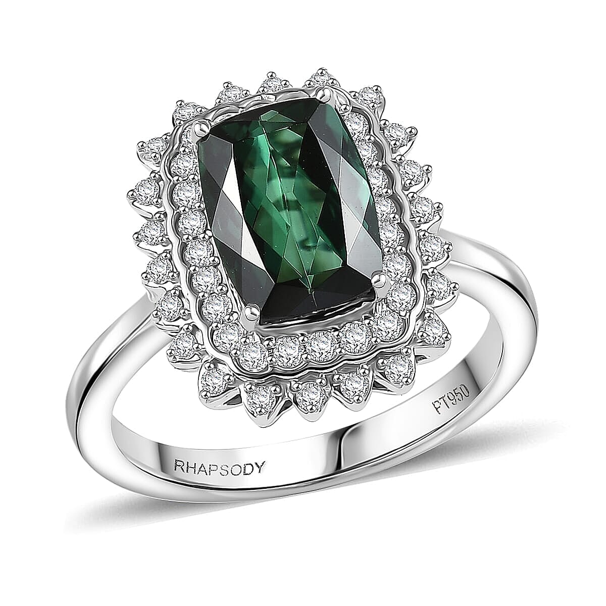 Certified & Appraised Rhapsody AAAA Santa Rosa Tourmaline and E-F VS Diamond 2.93 ctw Ring in 950 Platinum (Size 10.0) 7.40 Grams
