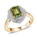 Certified & Appraised Luxoro AAA Sapo Green Tourmaline and I2 Diamond 1.70 ctw Ring in 10K Yellow Gold (Size 10.0) - Sticky add to cart bar