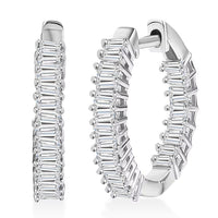 Luxuriant Lab Grown Diamond G-H SI 1.30 ctw Radiance Hoop Earrings in Rhodium Over Sterling Silver