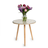 Livmore Multi Color Radiant Petal Shell Pattern Nacre Side Table - Large