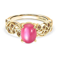 D'Joy Mulberry Moonstone and Orissa Rose Garnet 2.37 ctw Ring in Vermeil Yellow Gold Over Sterling Silver (Size 9)