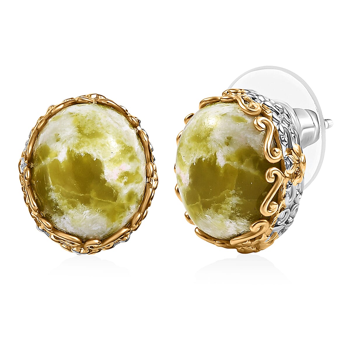 EverTrue Connemara Marble Celtic Earrings in 18K YG Plated and Platinum Bond 10.30 ctw