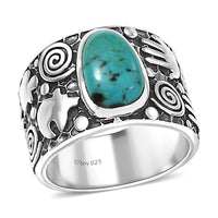 D'Joy Artisan Crafted Tahoe Naveda Turquoise 2.35 ctw Ring in Sterling Silver (Size 10.0)