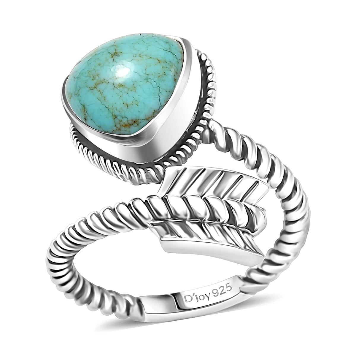 D'Joy Artisan Crafted Tahoe Naveda Turquoise Ring in Sterling Silver (Size 10.0) 3.40 ctw