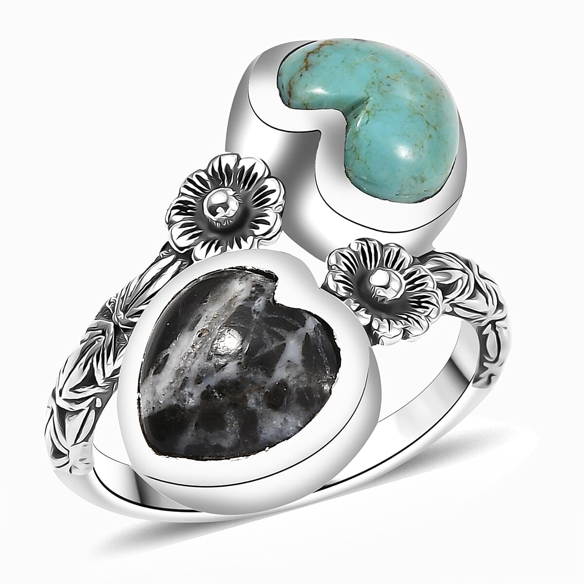 D'Joy Artisan Crafted Tahoe Naveda Turquoise Ring in Sterling Silver (Size 10.0) 4.90 ctw