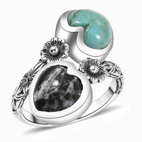 D'Joy Artisan Crafted Tahoe Naveda Turquoise Ring in Sterling Silver (Size 10.0) 4.90 ctw
