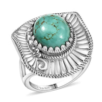 D'Joy Artisan Crafted Tahoe Naveda Turquoise 4.40 ctw Cowboy Hat Ring in Sterling Silver (Size 7.0)