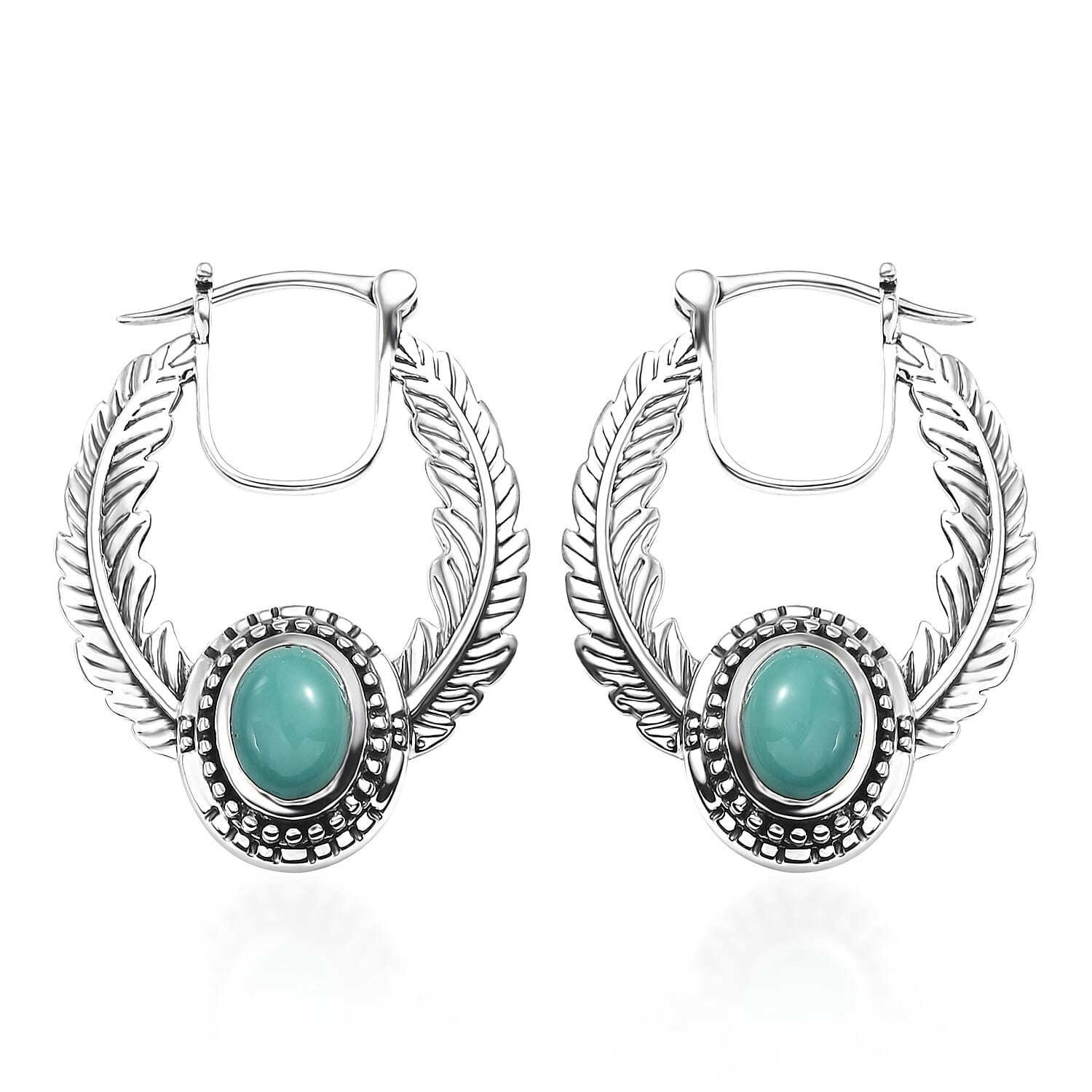 D'Joy Artisan Crafted Tahoe Nevada Turquoise 2.50 ctw Feather Earrings in Sterling Silver