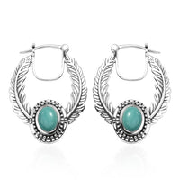 D'Joy Artisan Crafted Tahoe Nevada Turquoise 2.50 ctw Feather Earrings in Sterling Silver
