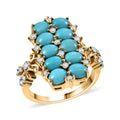 GP Sleeping Beauty Turquoise, White Zircon Ring in 18K Vermeil YG Over Sterling Silver (Size 10.0) 4.00 ctw - Sticky add to cart bar