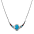 Blue Howlite, Enameled Feather Necklace (20-22 Inches) in Stainless Steel 10.00 ctw - Sticky add to cart bar