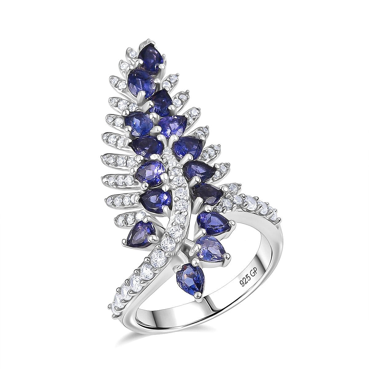GP Premium Catalina Iolite, Multi Gemstone Ring in Rhodium Over Sterling Silver (Size 10.0) 3.20 ctw