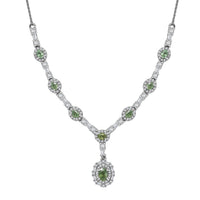 D'Joy Premium Ambanja Demantoid Garnet and Moissanite 4.65 ctw Forest Gleam Necklace in Rhodium Over Sterling Silver 18 Inches
