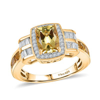 D'Joy AAA Brazilian Heliodor and Moissanite 2.60 ctw Ring in 18K Vermeil Yellow Gold Over Sterling Silver (Size 10.0)