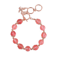 Blue Howlite 90.00 ctw Beaded Bracelet with Owl Charm in Goldtone (6.50-8.0In)