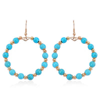 Blue Howlite 20.00 ctw Beaded Earrings in Goldtone and Stainless Steel