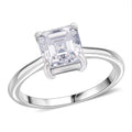 D'Joy Asscher Cut Moissanite (7mm) Ring in Rhodium Over Sterling Silver (Size 10.0) 1.90 ctw - Sticky add to cart bar