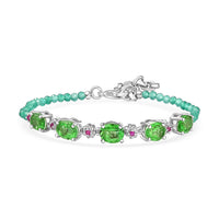 EverTrue Chartreuse Quartz (Triplet) and Multi Gemstone 15.40 ctw Floral Bracelet in Platinum Bond (7.25 In)