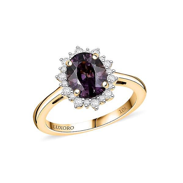 Luxoro 10K Yellow Gold AAA Royal Lavender Spinel, White Diamond (G-H, I2) (0.26 cts) Ring (Size 10.0) 2.30 ctw