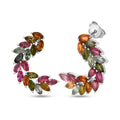 D'Joy Multi-Tourmaline 2.75 ctw Rainbow Leaf Earrings in Rhodium Over Sterling Silver - Sticky add to cart bar