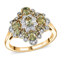 D'Joy Premium Ambanja Demantoid Garnet, Moissanite Ring in 18K Vermeil YG Over Sterling Silver (Size 10.0) 2.10 ctw
