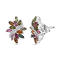 D'Joy Multi-Tourmaline and White Zircon 2.00 ctw Autumn Leaf Earrings in Rhodium Over Sterling Silver - Sticky add to cart bar