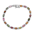 D'Joy Premium Multi-Tourmaline and Moissanite 9.15 ctw Bracelet in Rhodium Over Sterling Silver (6.50 In) - Sticky add to cart bar